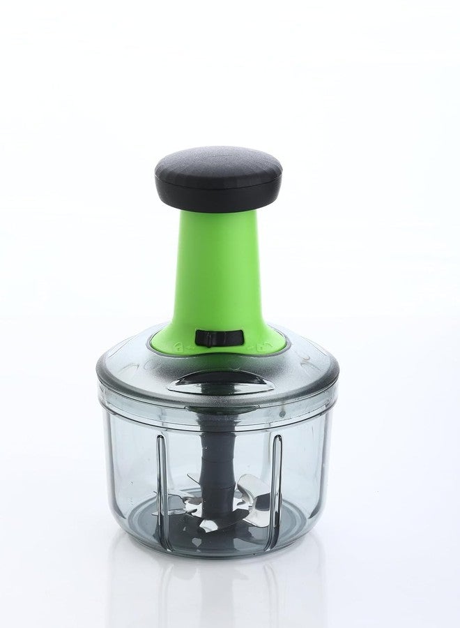 Quistal 900 ml Push Chopper for Kitchen - Manual Hand Chopper with Stainless Steel Blades - Vegetable & Fruit Cutter - Image 1